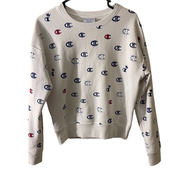 Champion life woman reverse weave pullover all over logo size small - Picture 1 of 9